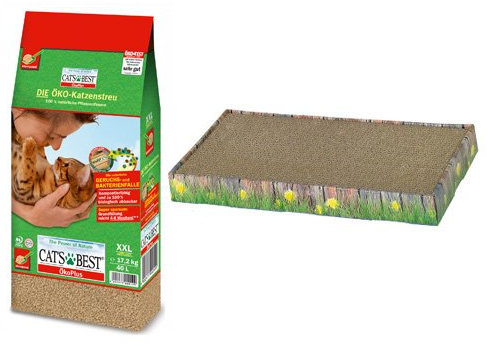 Cat's Best Öko Plus Katzenstreu 40 Liter / Nobby 71991 Kratzbrett aus Karton