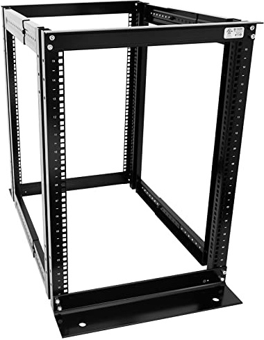 Raising Electronics Server-Rack-4 Pfosten offenes Gestell-Rahmen-Gestell-Gehäuse 19 Zoll-justierbare Tiefe kaltgewalzter Stahl (15U, 36 Zoll Höhe)