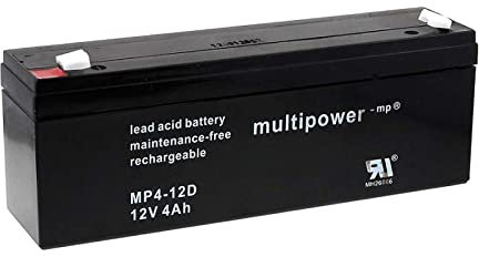 akku-net Batteria ricaricabile da cambio per USV corrente di emergenza batteria ricaricabile piombo gel impianti solari 12V 4Ah (sostituisce anche 4,5Ah), 12V, Lead-Acid