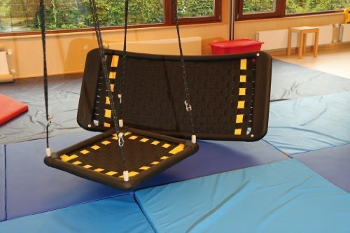 2er Set Therapieschaukeln - TherapiePlus M + PlattformPlus S12L rechteckig / Farbe: schwarz mit gelben Orientierungsstreifen
