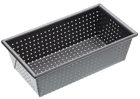 MasterClass Crusty Bake Perforierte Laibform mit PTFE-, PFOA- und BPA-freiem Antihaftbeschichtung, robuster 1 mm Kohlenstoffstahl, 21cm x 11cm x 7cm, grau