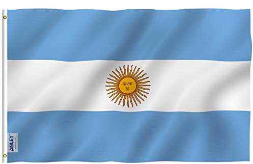 Anley Fly Breeze 3x5 Fuß Argentinien Flagge - Lebendige Farbe und UV-beständig - Leinwand Kopf- und Doppelnaht - Argentinische Nationalflaggen Polyester mit Messingösen 3 X 5 Ft
