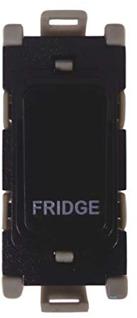 Deta G3557BK Grid Switch 20 Amp Double Pole Marked 'Fridge' (Black)