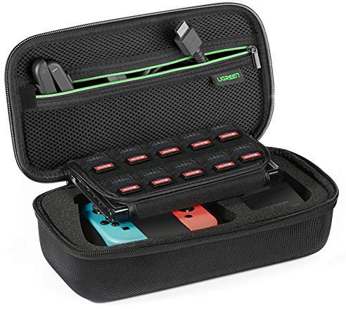 UGREEN Étui pour Nintendo Switch Housse de Protection Rigide Anti Choc pour Nintendo Switch Console Joy Cons 10 Cartouches de Jeux Adaptateur Secteur Officiel Câble HDMI Dragonne Joy Con