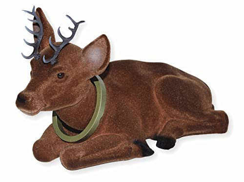 RAKSO Wackel Figur Hirsch groß Wackeltier liegend H 18 cm mit Wackelkopf Dekofigur aus Kunststoff