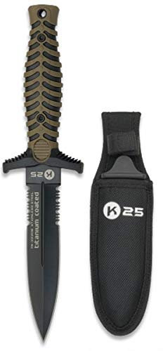 K-25 - Cuchillo Tit Coated con Funda. H: 12.5 - Herramienta para Caza, Pesca, Camping, Outdoor, Supervivencia y Bushcraft