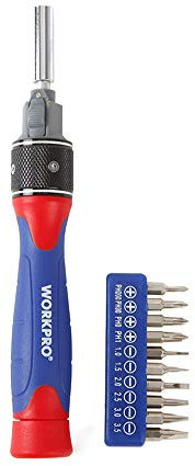 Workpro 12 Piece Dual Drive Precision Ratchet Screwdriver and Bits