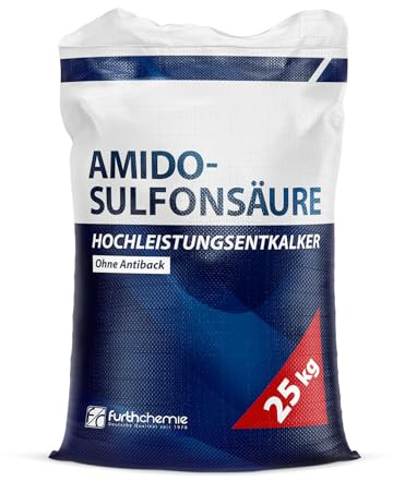 Amidosulfonsäure Pulver 25 kg – Sulfaminsäure, Entkalker Kaffeevollautomat | Kalkentferner für Kaffeemaschine, Wasserkocher, Waschmaschine und Spülkasten | >99,8 % Reinheit, CAS 5329-14-6