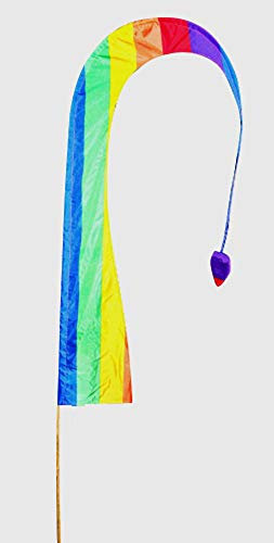 DEKOVALENZ - Balifahne Little SANUR mit Holzstange, mit herzförmiger Spitze, versch. Farben+Längen, Fahnenlänge:55 cm, Farbe:Regenbogen