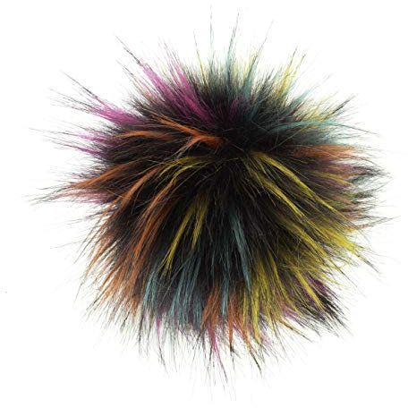 Unbekannt Fell Pompon mit Druckknopf 102 Rainbow
