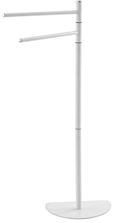Piantana Bagno salvaspazio in acciaio, disponibili in 2 colorazioni, base ergonomica salvaspazio (Bianco, Portasciugamani)