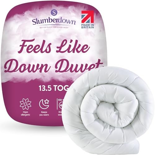 Slumberdown Feels Like Down Double Duvet 13.5 Tog - Ultra Soft Extra Warm & Snuggly Double Quilt for Cold Winter Nights | UK Made, Non-Allergenic & Washable (200 x 200cm)