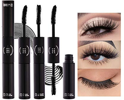 Mimore Mascara épais à double effet Mascara de maquillage imperméable épais naturel, allongement épaississant épais, mascara effet faux cils, mascara noir, pas de maculage durable toute la journée