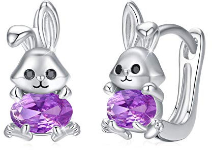 Silber Hasen Ohrringe Creolen Tier - Klein Kinder & Damen - Klappcreolen 10mm Durchmesserr