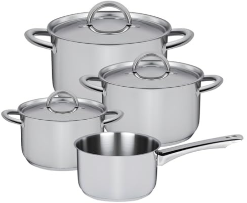 Sola Blizz 4-teiliges Edelstahl-Topfset – Stielkasserolle ø 16, 18, 20 cm & Stielkasserolle ø 16 cm – geeignet für alle Herdarten