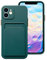 Ultra Slim Liquid Silicone Gel Case Compatible for iPhone 12 mini with Card Holder Slot,Slim Fit Thin Protective Soft TPU Shock-Absorbing Wallet Case with Card Holder Dark Green