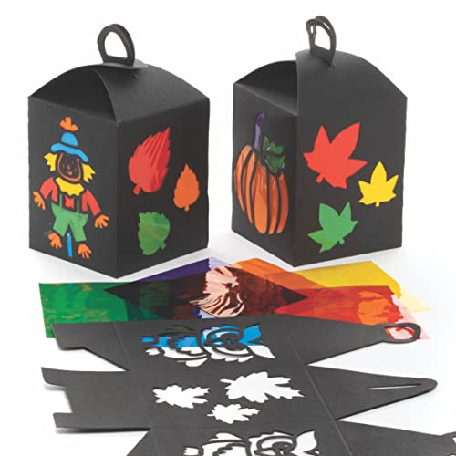 Baker Ross FE683 Erntedankfest Laternen Bastelsets für Kinder - 4er Pack, Papierlaternen mit Buntglaseffekt zum Basteln und Dekorieren für Kinder, St Martin's Laternen, Mittel