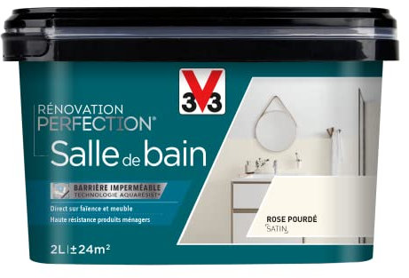 V33 Peinture de rénovation salle de bain, Rénovation perfection Rose poudré satin 2L