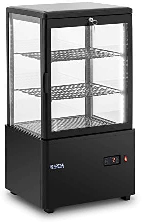 Royal Catering RCCC-58-BT Cooling Display Case 58 L 3 Levels Black Counter Cake Display Case Cake Counter Cold Counter