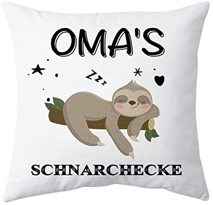 Shoppawhile Oma Geschenk Oma Geburtstagsgeschenk Muttertag Weihnachten Geschenk für Oma Faultier Geschenk Weiß Kissenbezug 45x45cm Muttertagsgeschenk für oma