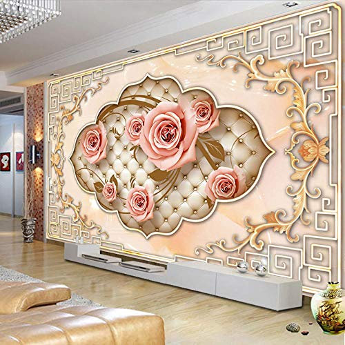 SIBUHUAU Wanddekoration, 3D-Effekt, Rosa mit Blumen-Motiv, Wanddekoration, Wandfarbe