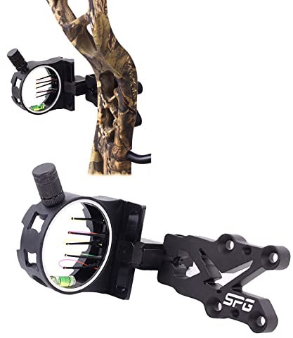 Bogenschießen Bogenvisier Compoundbogenvisier 5-Pin Visier Mikroverstellbares Bogenvisier 0,029 Glasfaservisier für Compoundbogen