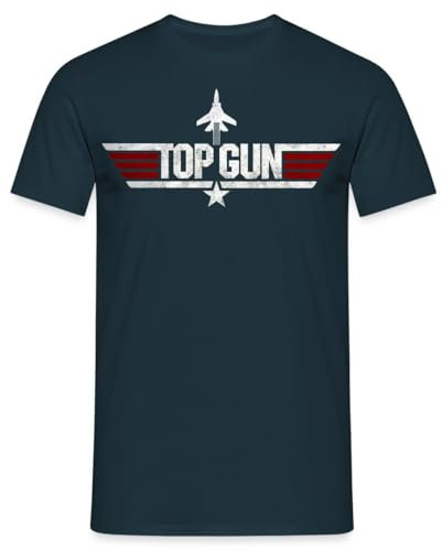 Spreadshirt Top Gun Jet Logo Used Look Männer T-Shirt, 3XL, Navy