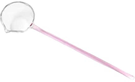 SM SunniMix Cuillères à Soupe, Cuillère En Verre, 9,92 Pouces Cuillere Longue, Petite Cuillère, Louche En Verre Bouche Cuillère à Ustensiles De Service Pour Punch, Soupe, Sauce, Vinaigrette, Rose