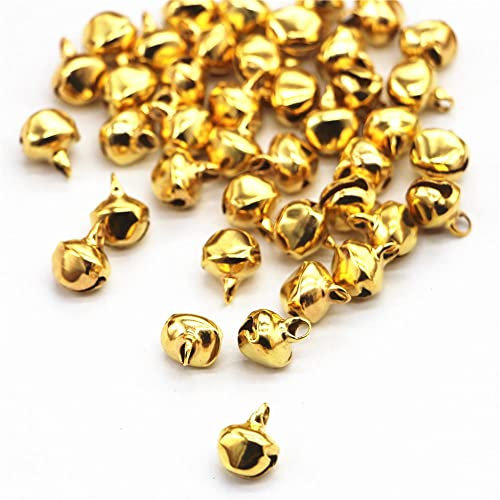 100Pcs Gold Weihnachtsglocke Metallglocken Bunte Klingel Bell Christbaumanhänger mit Öse Kleine Glocke für Weihnachten, Hochzeit, Silvester Basteln Metallglocken Glocke Weihnachtsdeko