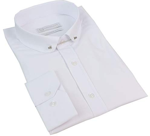 TruClothing Mens Club Collar Shirt with Bar Poplin Pin White Black 1920s