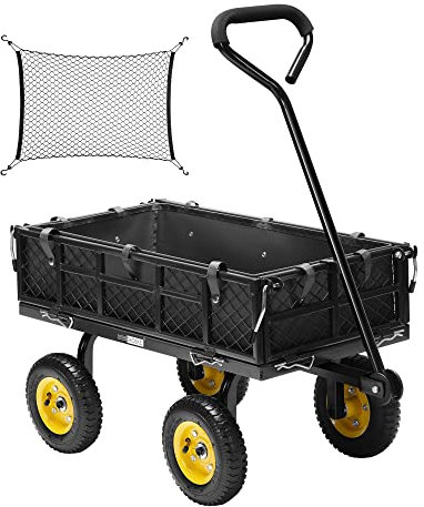 VIVOHOME Carrello da Giardino in Rete d'acciaio Resistente Capacità 181kg Pieghevole con Lati Rimovibili per Festival Shopping Campeggio Giardino