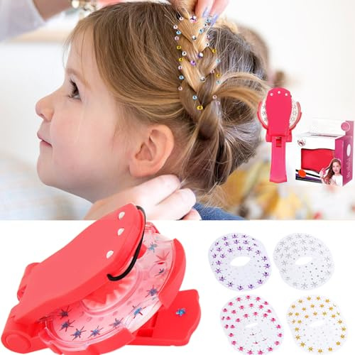 Hair Bedazzler Kit,180 PCS Glitzersteine und 1PCS Diamond Hair Machine,Hair Gemstone Styler,Hair Glitter Machine,Zum Aufhellen von Haaren, Kleidung, Accessoires