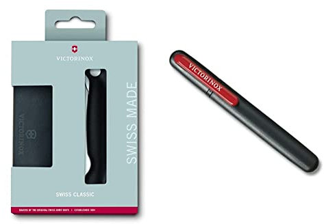 Victorinox Swiss Classic Schneidebrett-Set, 2-teilig, schwarz, Dual-Messerschärfer, schwarz, Blister, Accessoires für Taschenmesser, Outdoor, Multifunktion