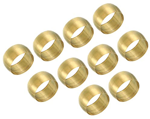 PATIKIL 10mm Tube OD Laiton Compression Manchons Embouts, 25 Lot Laiton Embout Raccord Laiton Compression Raccord Assortiment Kit pour Air Eau Gaz Tuyau