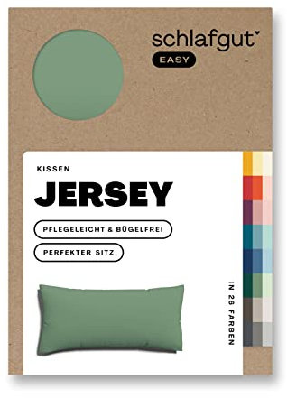 Schlafgut Easy Jersey Kissenbezug 40x80 cm Green Mid mit 100% Baumwolle, superweicher & atmungsaktiver Kopfkissenbezug