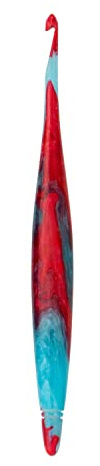 Ommi Häkelnadeln mit ergonomischem Griff, handgefertigt, 17,8 cm Häkelnadel, Stricknadel, Bastelgarn, tolles Geschenk! (Rot und Blau, 6 mm)