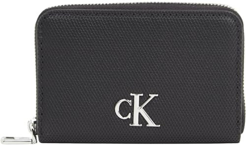 Calvin Klein Jeans Damen Geldbörse Minimal Monogram M Zip Around T Klein, Schwarz (Black), Einheitsgröße