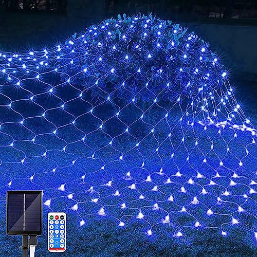 JIMACRO Lichternetz Solarleuchten Außen, 2m x 3m 192 LEDs Wasserdichte Lichterkette Netz mit 8 Modi, Fernbedienung, Baum Lichterkette für Garten Weihnachten Hochzeit Party Dekoration