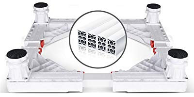 Heavy Duty Washing Machine Base Multi-Functional Fridge Furniture Shelf Extendable Appliance Rollers Telescopic Dryer Floor Trays Adjustable Freezer Stand with 4/8/12 Strong Feet (Gray 4 feet) (W