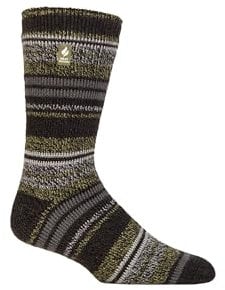 HEAT HOLDERS SOCKSHOP Mens 2.3 TOG Patterned and Plain Thermal Socks Pack of 1 (6-11, Bari Multi Stripe Olive)
