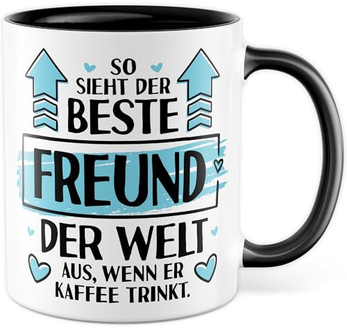 Tasse Freund Geschenk So sieht der beste Freund der Welt aus, wenn er Kaffee trinkt, Kaffeetasse Partner Jahrestag, Geschenkidee Beziehung Boyfriend Valentinstag Kaffee-Becher