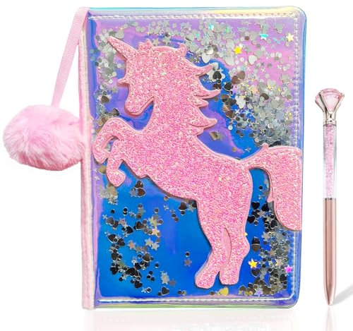 Steemjoey Plüsch Einhorn Notizbuch Set, Magisches Tagebuch für Mädchen, Einhorn Notizblöcke mit Gelstiften, Einhorn Weihnachten Geburtstag Geschenke für Mädchen 3-12 Jahre