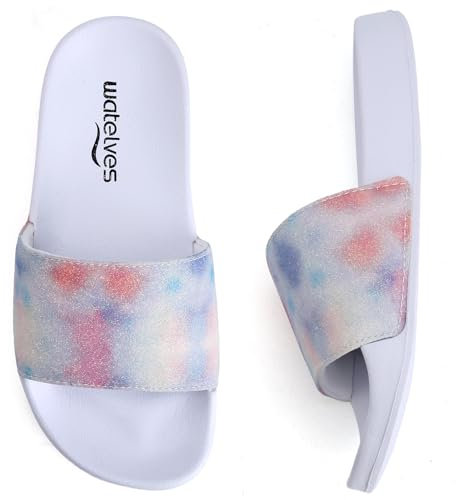 WateLves Badelatschen Kinder Sommer Hausschuhe Badeschlappen Jungen Mädchen Rutschfeste Dusch Badeschuhe Strand Sandalen(Fantasie Farbe 32/33EU)
