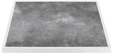 Bolero Tischplatte aus Fiberglas in dunkler Steinoptik, weißer Rand, Hartglas, grau, 700 mm