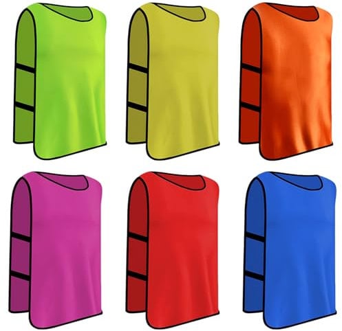 Catime 6 Stück Fußball Leibchen Set, Leibchen Mesh Weste, Fußball Trainingsleibchen, Sports Mesh Bibs, Sport Trikot Leibche für Erwachsene, Trainingsleibchen für Damen Herren, Size xl (Mehrfarbig)