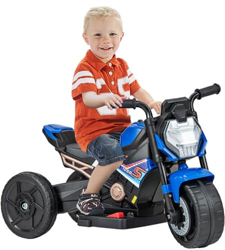 Maxmass 6V Kids Ride on Motorcycle, Battery Powered Electric Motorbike with Detachable Training Wheels, Music, Headlight, Horn, 2/3 Wheel Children Motor Bike for 18-36 Months Old (Blue)