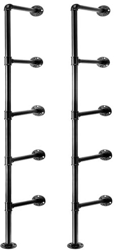 Toemics Industrial Wall Mount Iron Pipe Shelf, 5 Tier X2+1 Shelves Shelving Bracket Black Vintage Retro Ceiling Hung DIY Open Bookshelf Storage for offcie Room Kitchen (Planks are NOT Included)
