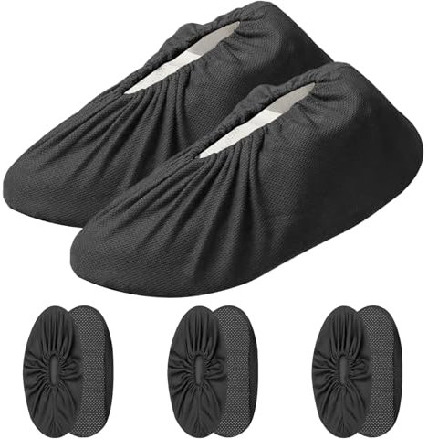 Maxentico 4 Paia Copriscarpe Traspirante, Copri Scarpe da Casa, Sovrascarpe Riutilizzabile, Copriscarpe Neri Riutilizzabili, Copriscarpe Lavabili, Copriscarpe Antiscivolo per di Pavimento in Moquette