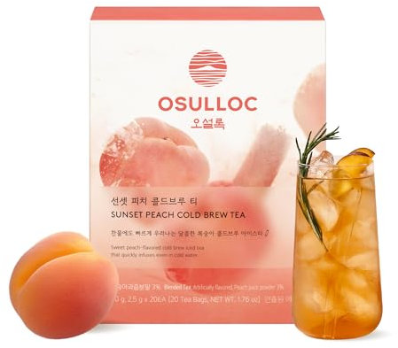 OSULLOC Sunset Peach Cold Brew Tea, Sweet peach flavored iced tea, Hydration Tea Packets (20ea, 1.76oz)