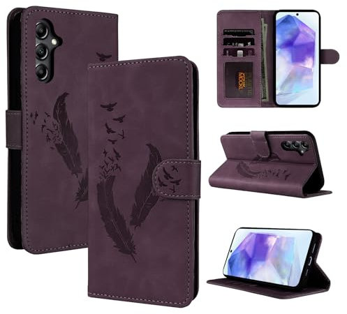 CASAFUNY Cover per Samsung Galaxy A55 5G Custodia Cover in Pelle Portafoglio a Libro Samsung A55 5G Magnetica Supporto Protezione Flip Case Custodia per Samsung Galaxy A55 5G, Rosso